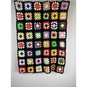 Granny Squares Crochet Blanket Handmade 29x37